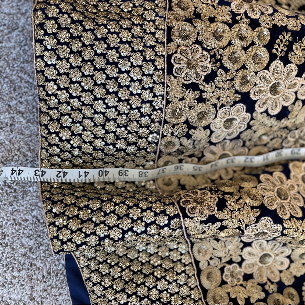 Blue velvet heavy gold embroidery Lehenga Choli - Picture 6 of 15